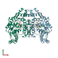 PDB entry 3jx3 coloured by chain, front view.