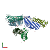 PDB entry 3jx8 coloured by chain, front view.