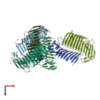 PDB entry 3jx8 coloured by chain, top view.