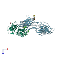 PDB entry 3jxa coloured by chain, top view.