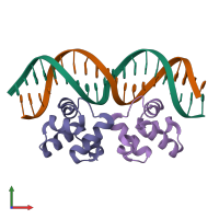 PDB entry 3jxb coloured by chain, front view.