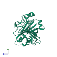 Monomeric assembly 1 of PDB entry 3jxf coloured by chemically distinct molecules, side view.