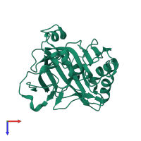 Monomeric assembly 1 of PDB entry 3jxg coloured by chemically distinct molecules, top view.