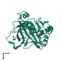 Monomeric assembly 2 of PDB entry 3jxg coloured by chemically distinct molecules, top view.