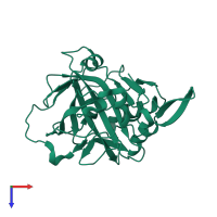 Monomeric assembly 3 of PDB entry 3jxg coloured by chemically distinct molecules, top view.