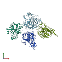 PDB entry 3jxg coloured by chain, front view.