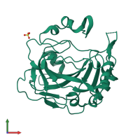 PDB entry 3jxh coloured by chain, front view.