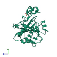 PDB entry 3jxh coloured by chain, side view.
