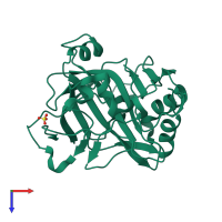 PDB entry 3jxh coloured by chain, top view.