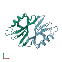 PDB entry 3jxo coloured by chain, front view.