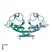 PDB entry 3jxo coloured by chain, top view.