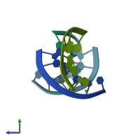 PDB entry 3jxq coloured by chain, side view.