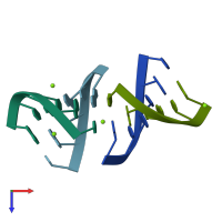 PDB entry 3jxq coloured by chain, top view.