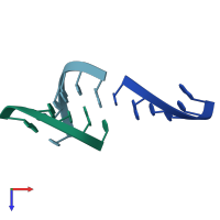 PDB entry 3jxr coloured by chain, top view.