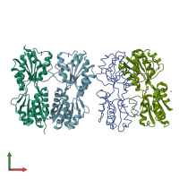 PDB entry 3jy6 coloured by chain, front view.