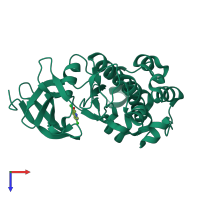 PDB entry 3jya coloured by chain, top view.