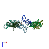 PDB entry 3jyg coloured by chain, top view.