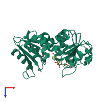 PDB entry 3jyq coloured by chain, top view.