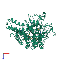 PDB entry 3jys coloured by chain, top view.