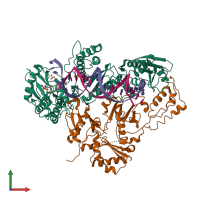 PDB entry 3jyt coloured by chain, front view.