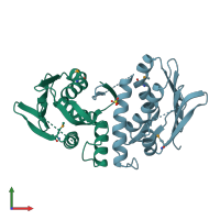 PDB entry 3jz3 coloured by chain, front view.