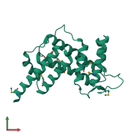 PDB entry 3jz9 coloured by chain, front view.