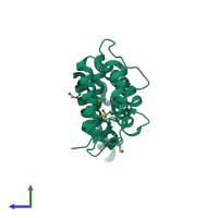 PDB entry 3jz9 coloured by chain, side view.