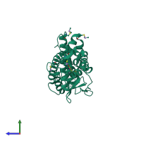 PDB entry 3jzb coloured by chain, side view.