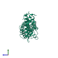 Thyroid hormone receptor alpha in PDB entry 3jzb, assembly 1, side view.