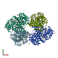 PDB entry 3jzd coloured by chain, front view.