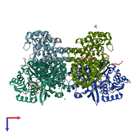 PDB entry 3jzd coloured by chain, top view.