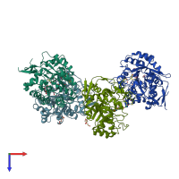 PDB entry 3jze coloured by chain, top view.