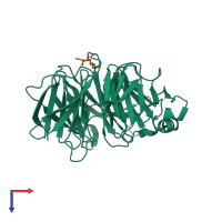 PDB entry 3jzg coloured by chain, top view.