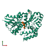 PDB entry 3jzj coloured by chain, front view.