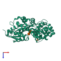 PDB entry 3jzj coloured by chain, top view.