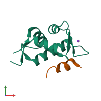 PDB entry 3jzp coloured by chain, front view.