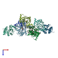 PDB entry 3jzt coloured by chain, top view.