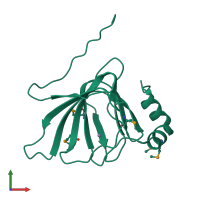 PDB entry 3jzv coloured by chain, front view.