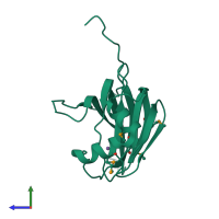 PDB entry 3jzv coloured by chain, side view.