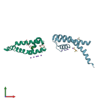 PDB entry 3k06 coloured by chain, front view.