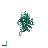 PDB entry 3k07 coloured by chain, side view.