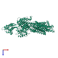 PDB entry 3k07 coloured by chain, top view.
