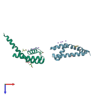 PDB entry 3k08 coloured by chain, top view.