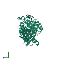 PDB entry 3k0b coloured by chain, side view.