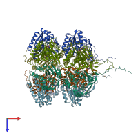 PDB entry 3k0c coloured by chain, top view.