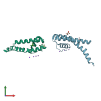 PDB entry 3k0g coloured by chain, front view.