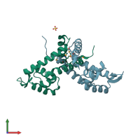 PDB entry 3k0l coloured by chain, front view.