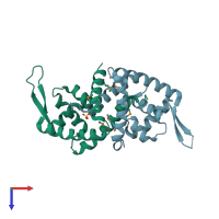 PDB entry 3k0l coloured by chain, top view.