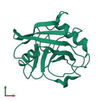 PDB entry 3k0m coloured by chain, front view.