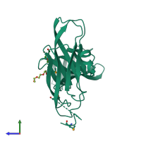 PDB entry 3k0y coloured by chain, side view.